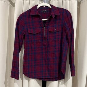 Madewell Red and Blue Plaid Long Sleeve Shirt XS Preloved